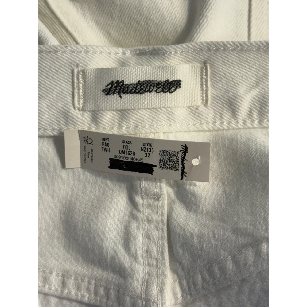 Madewell Essex Long Baggy Shorts White Distressed Raw Hem NZ135 Womens 14 32 NEW - Picture 4 of 8